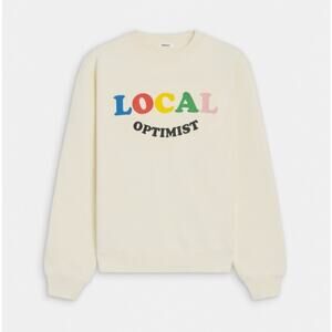 MADHAPPY Local Optimist Sweatshirt cream Sz M $145 {H40}